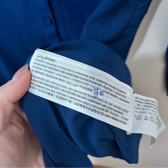 Abercrombie & Fitch Long Sleeve Blue Buttondown Shirt Dress NWT Navy Small P - Picture 8 of 8